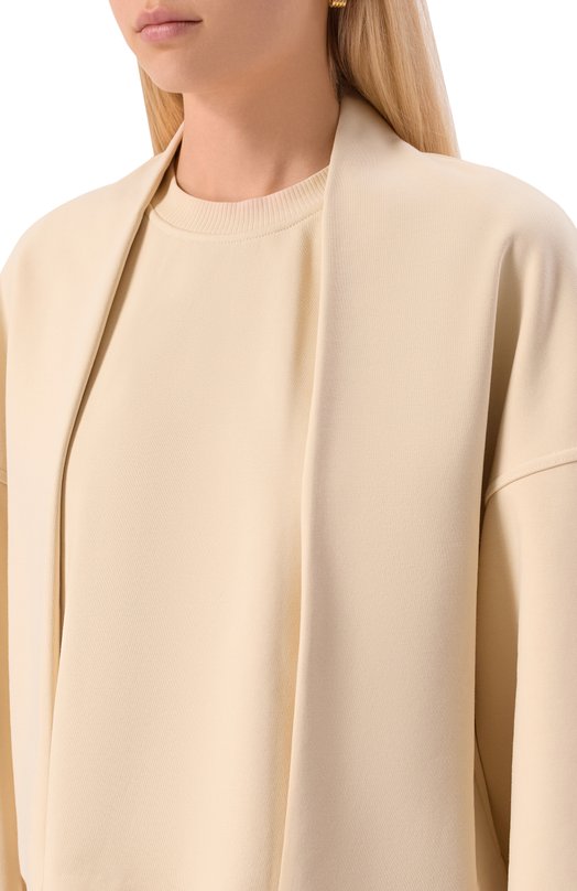 Хлопковый свитшот Sportmax MINNIE Кремовый  MINNIE Фото 5