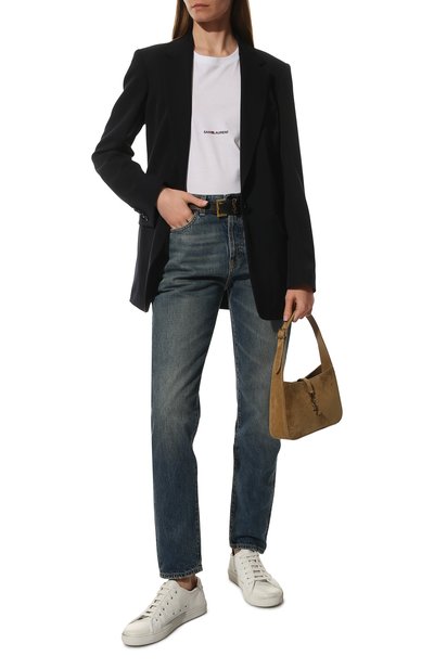 Хлопковая футболка SAINT LAURENT белого цвета по цене 49950 руб., арт. 460876/YB2DQ, фото 2 Хлопковая футболка SAINT LAURENT, арт. 460876/YB2DQ, фото 2