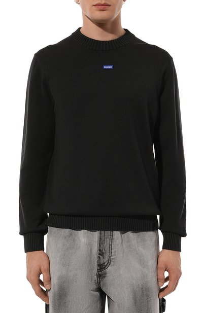 Хлопковый джемпер HUGO BLUE черного цвета по цене 14950 руб., арт. 50514698, фото 3 Хлопковый джемпер HUGO BLUE, арт. 50514698, фото 3