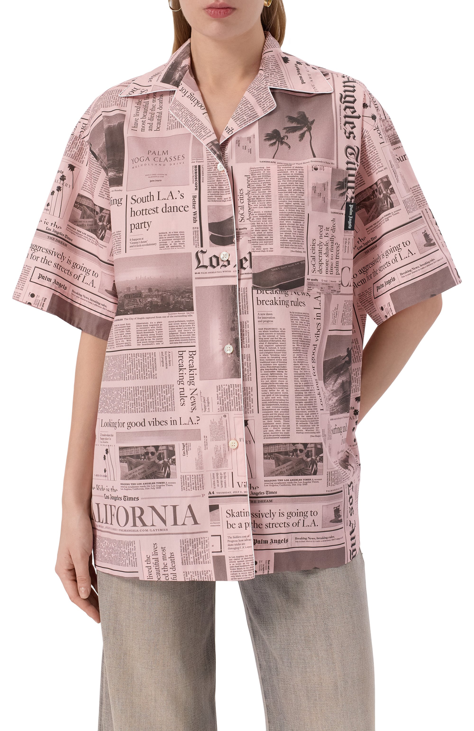 Хлопковая рубашка PALM ANGELS, арт. PWGG009F25FAB001, фото 3