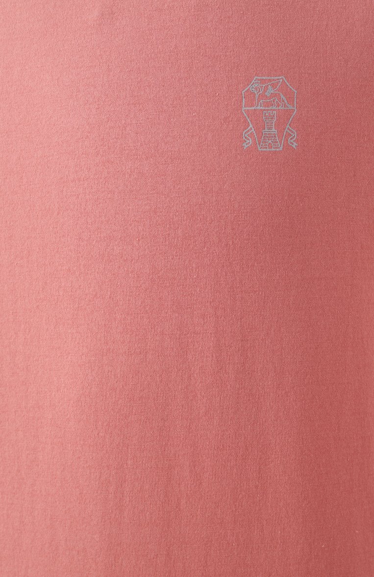 Мужская хлопковая футболка BRUNELLO CUCINELLI кораллового цвета, арт. M0B138440 | Фото 6 (Рукава: Короткие; Принт: Без принта; Стили: Кэжуэл, Романтичный; Материал внешний: Хлопок; Кросс-КТ: Джерси; Мужское Кросс-КТ: Футболка-одежда; Длина (для топов): Удлиненные; Автоматизация состава: Проставлено; Автоматизация ТО: Проставлено)