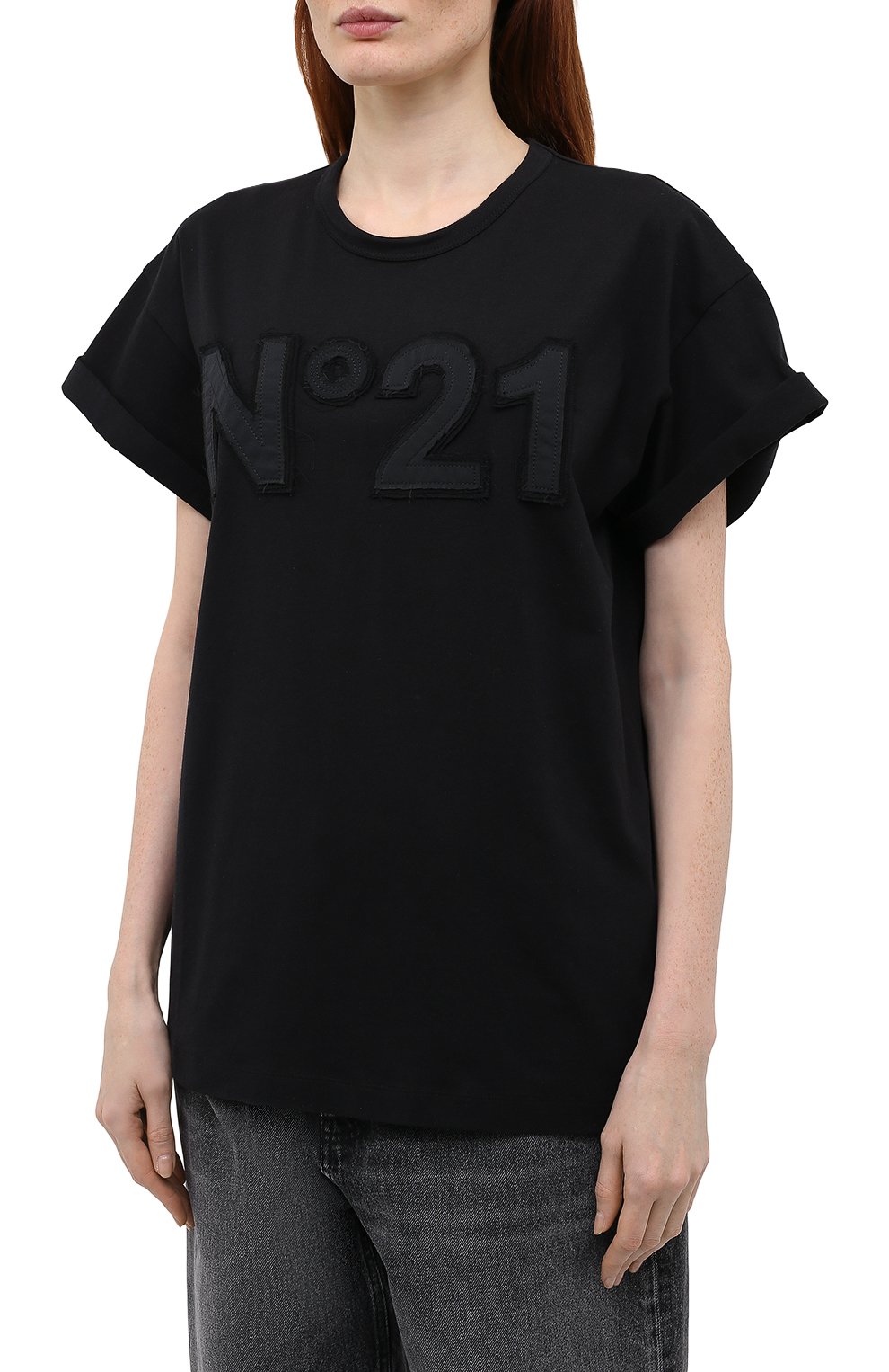 Хлопковая футболка N21 черного цвета по цене 29250 руб., арт. 21E N2M0/F061/6314, фото 3 Хлопковая футболка N21, арт. 21E N2M0/F061/6314, фото 3