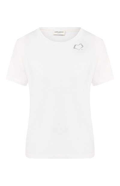 Женская хлопковая футболка SAINT LAURENT, арт. 557491/YBAQ2