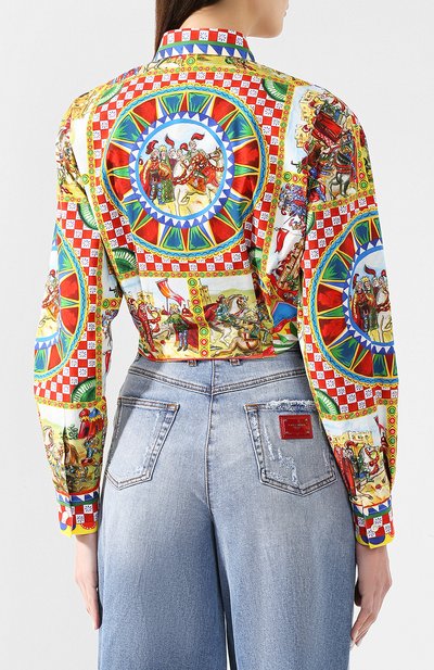 Хлопковая рубашка DOLCE & GABBANA разноцветного цвета по цене 85700 руб., арт. F5K68T/HP5VX, фото 4 Хлопковая рубашка DOLCE & GABBANA, арт. F5K68T/HP5VX, фото 4