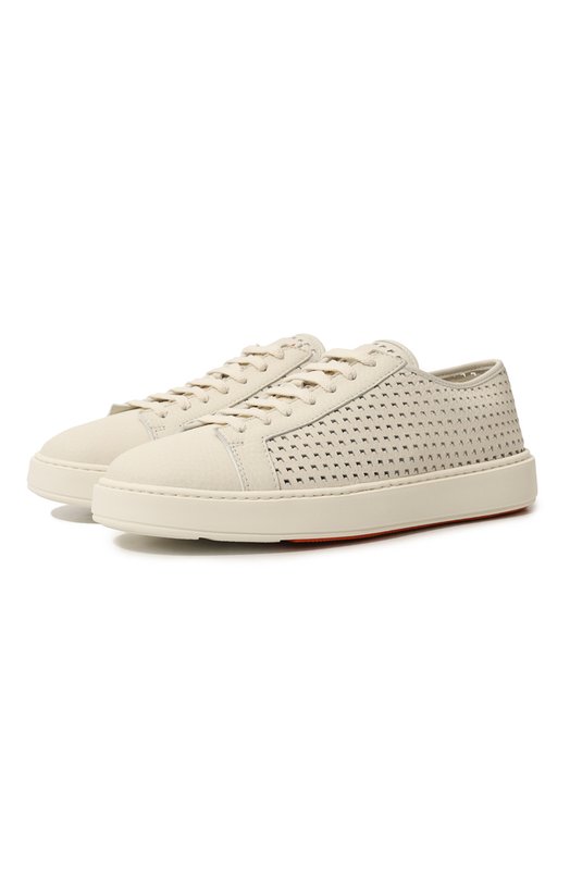 Кожаные кеды Santoni MBCD21978BARCS03I50 Кремовый MBCD21978BARCS03I50