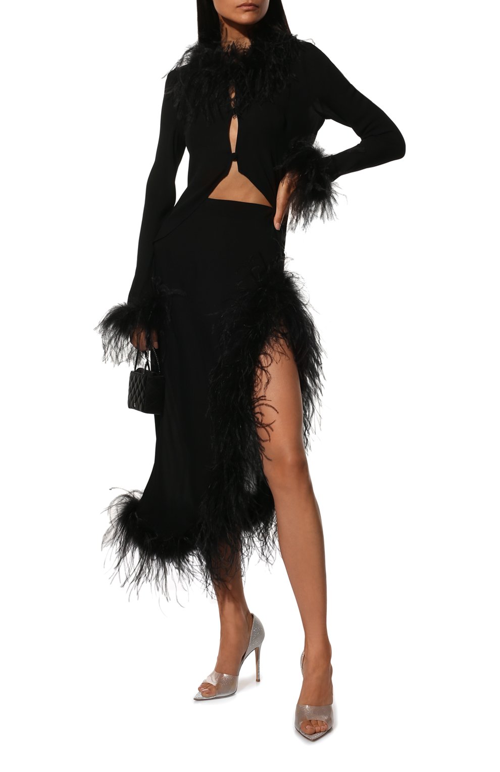 Блузка из вискозы с отделкой перьями GIUSEPPE DI MORABITO, арт. FW22164T0-199, фото 2