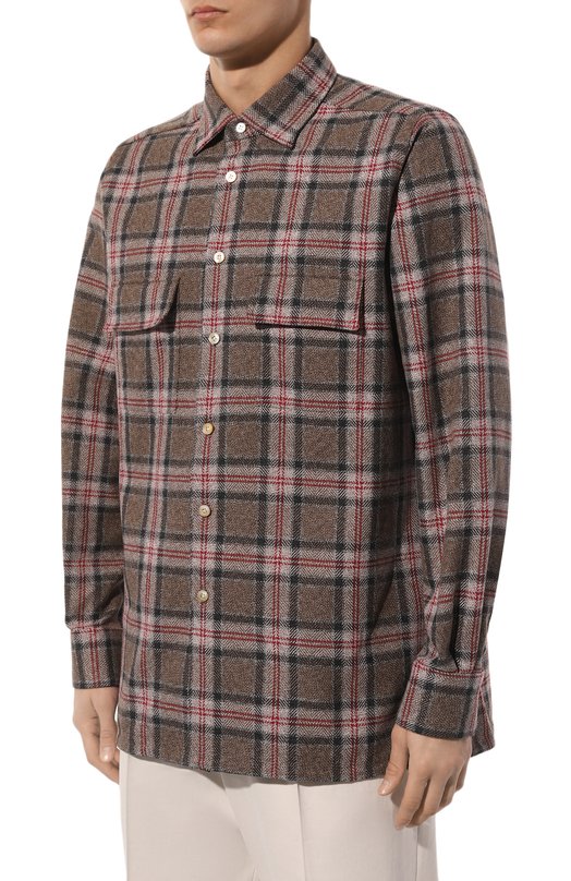 Хлопковая рубашка Kiton UCRRLH0861305 Коричневый  UCRRLH0861305 Фото 3