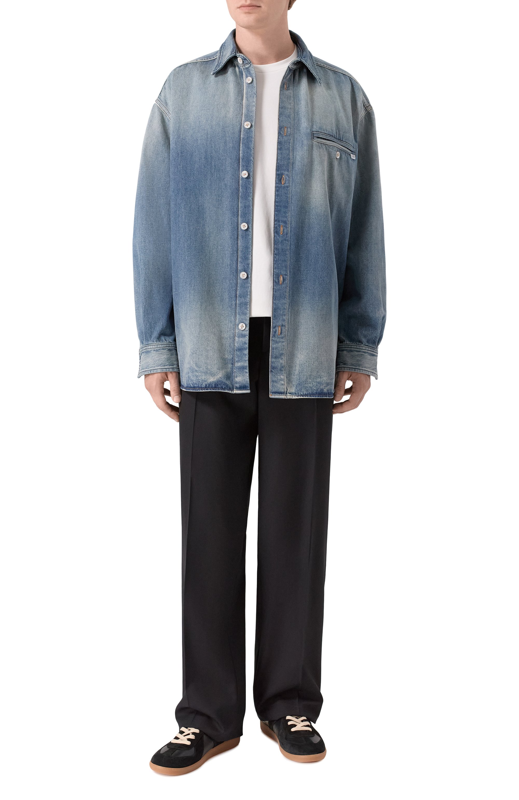 Джинсовая рубашка MM6 синего цвета по цене 84650 руб., арт. SH0DT0044/M30055, фото 2 Джинсовая рубашка MM6, арт. SH0DT0044/M30055, фото 2