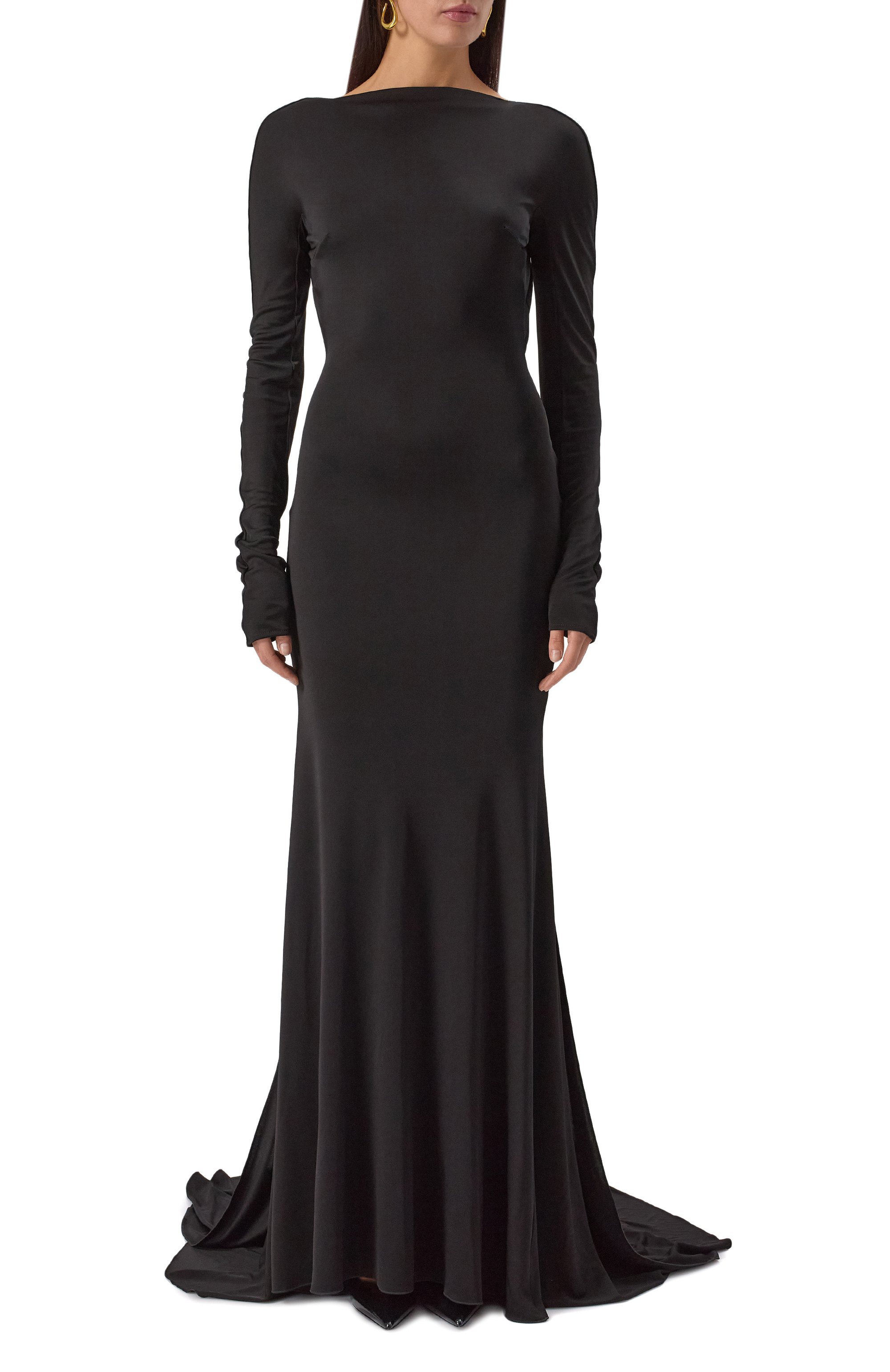 Платье из вискозы DAVID KOMA черного цвета по цене 272000 руб., арт. PF25DK07DL, фото 3 Платье из вискозы DAVID KOMA, арт. PF25DK07DL, фото 3