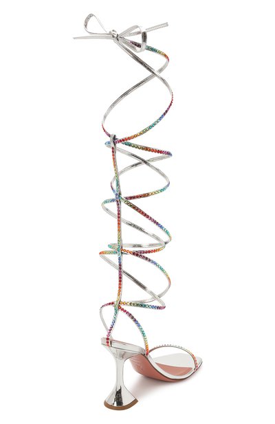 Кожаные босоножки awge x amina muaddi AMINA MUADDI, арт. LSD GLADI/SPECCHI0 AM/ARGENT0/RAINB0W, фото 4