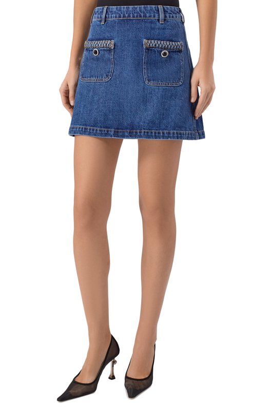 Джинсовая юбка self-portrait AW25-814SK-BL Синий  AW25-814SK-BL Фото 3