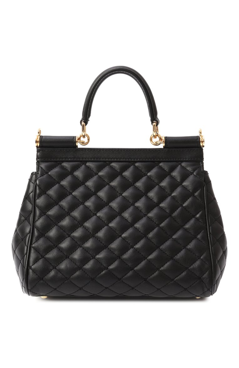 Женская сумка sicily medium DOLCE & GABBANA черного цвета, арт. BB6003/AV967 | Фото 6 (Драгоценные камни: Проставлено; Материал сплава: Проставлено; Материал: Натуральная кожа; Размер: medium; Ремень/цепочка: На ремешке)