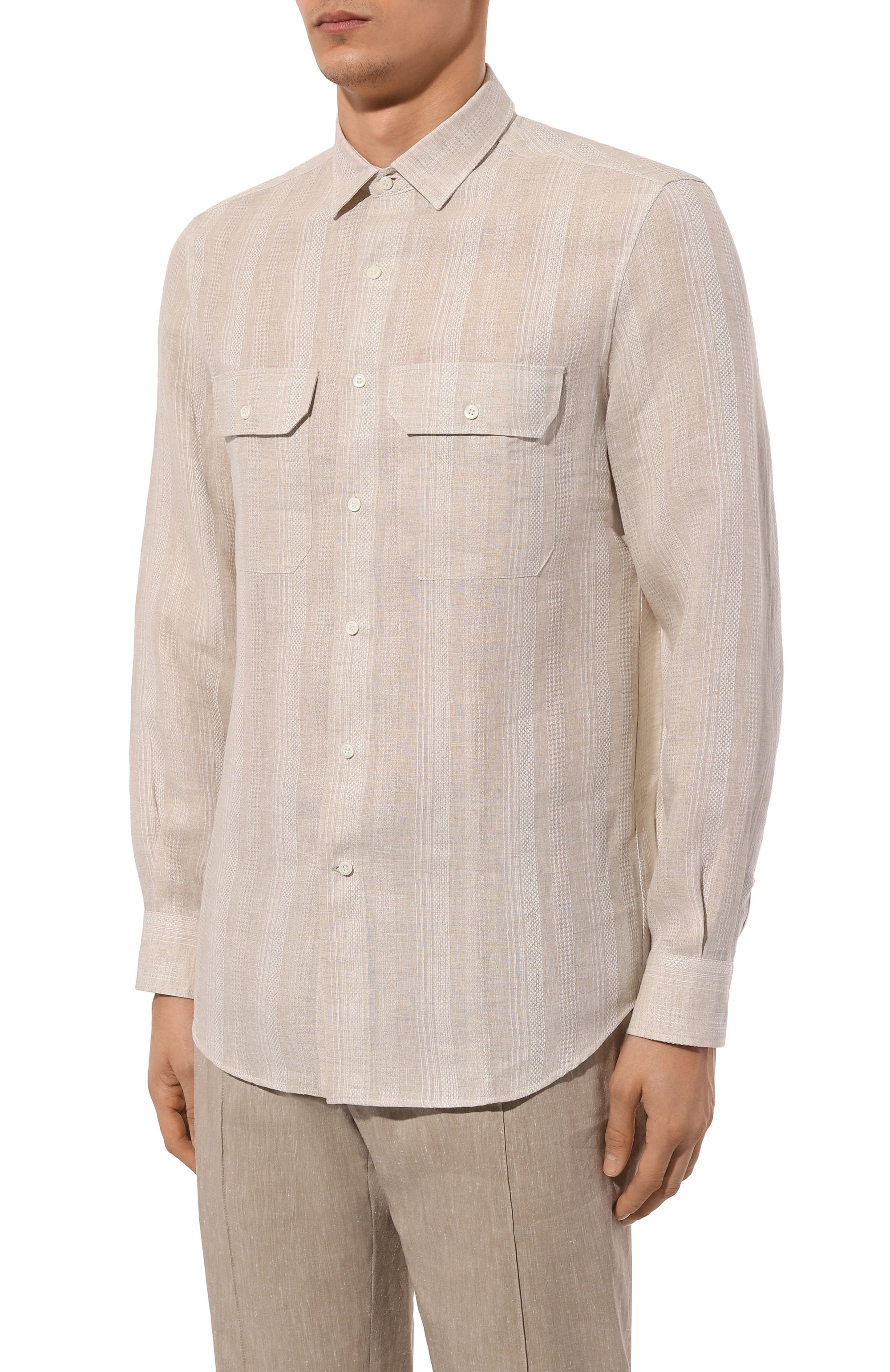 Льняная рубашка BRUNELLO CUCINELLI, арт. MM6510626, фото 3