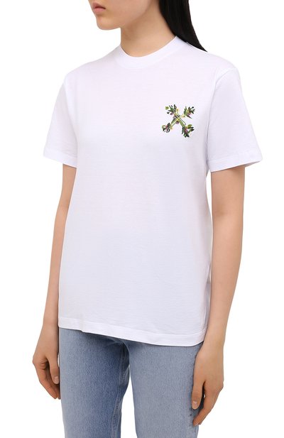 Хлопковая футболка OFF-WHITE белого цвета по цене 29850 руб., арт. 0WAA049E20JER0100155, фото 3 Хлопковая футболка OFF-WHITE, арт. 0WAA049E20JER0100155, фото 3