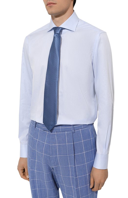 Хлопковая сорочка Kiton UCCH08884 Голубой  UCCH08884 Фото 3
