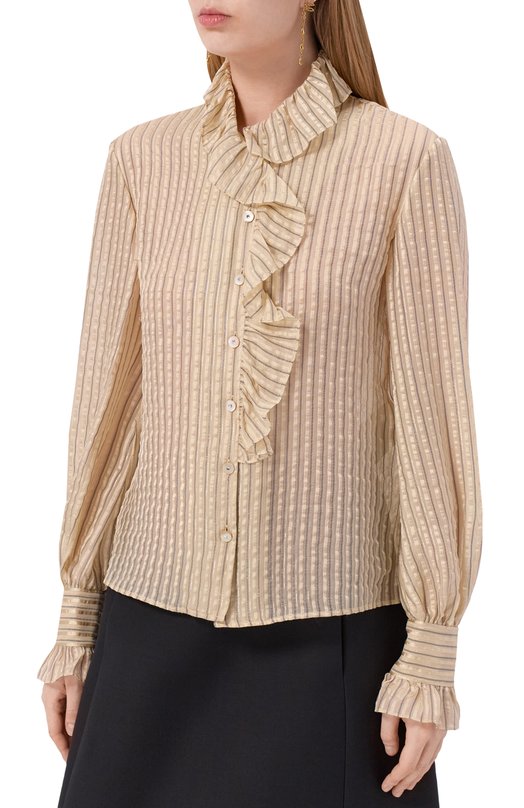 Шелковая блузка Valentino 7B0AB7Y6/9SU Бежевый  7B0AB7Y6/9SU Фото 3