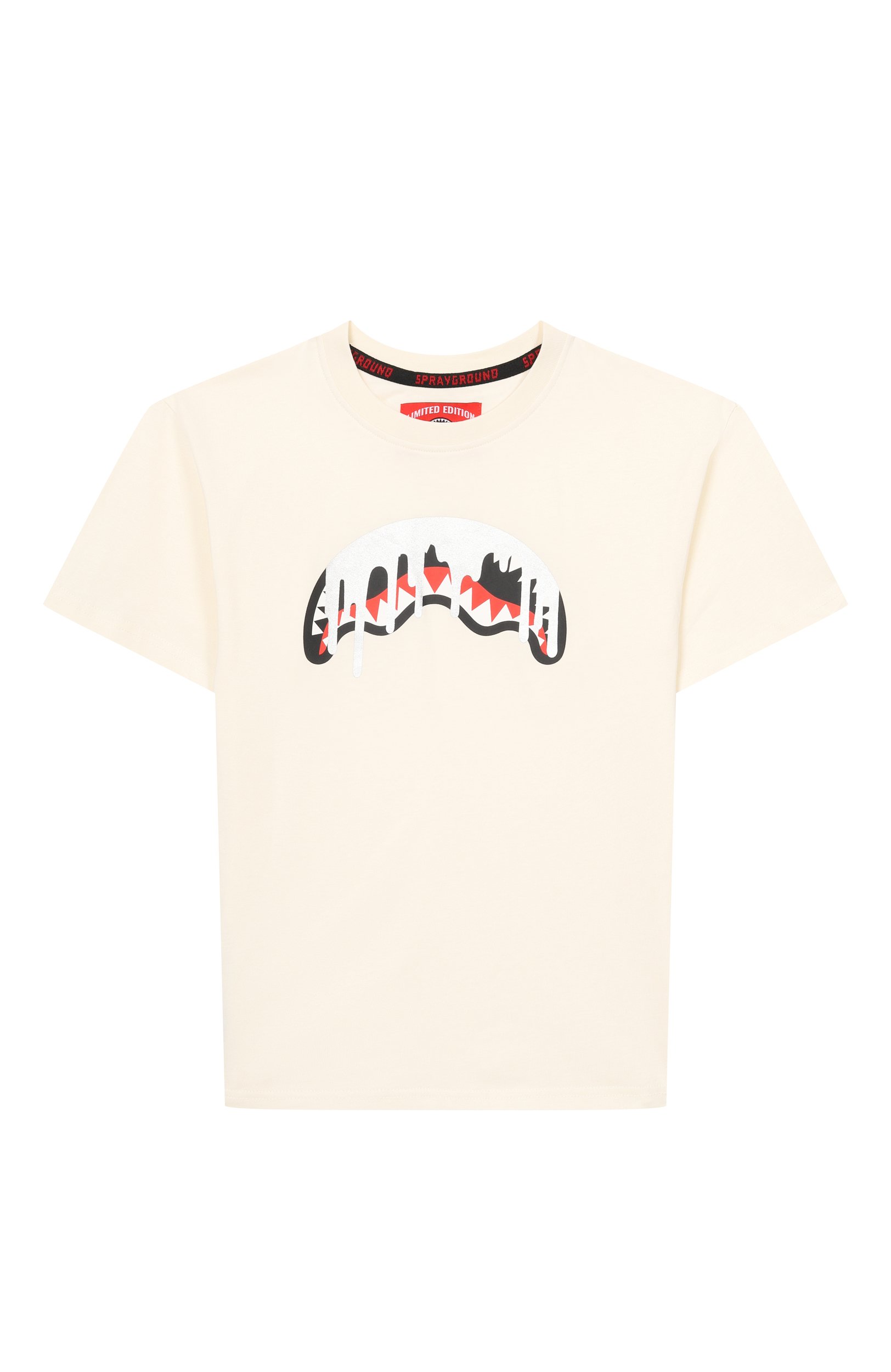 Хлопковая футболка SPRAYGROUND кремового цвета по цене 7425 руб., арт. SPY1575IV0/SILVER DRIP 0VER T-SHIRT IV0, фото 1 Хлопковая футболка SPRAYGROUND, арт. SPY1575IV0/SILVER DRIP 0VER T-SHIRT IV0, фото 1