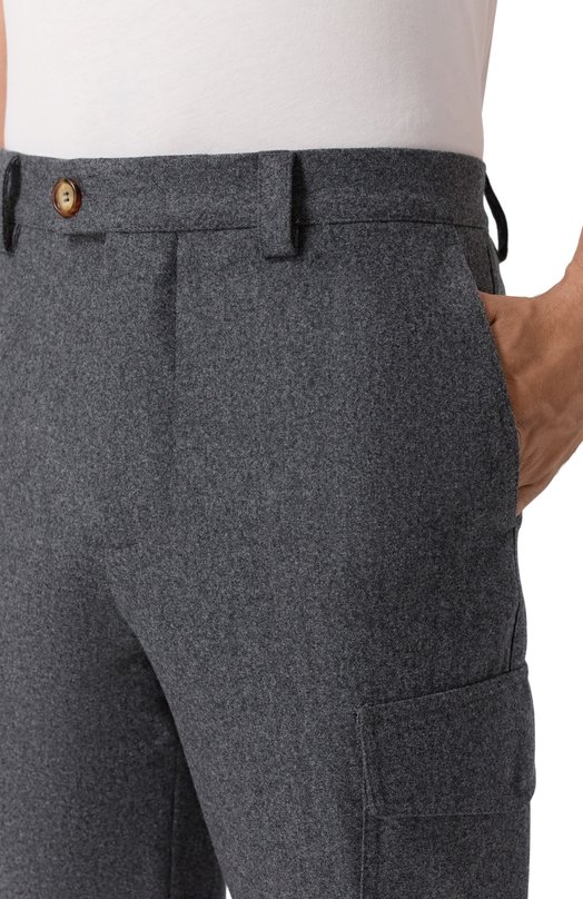 Шерстяные брюки-карго Brunello Cucinelli M038PE1890 Серый  M038PE1890 Фото 5