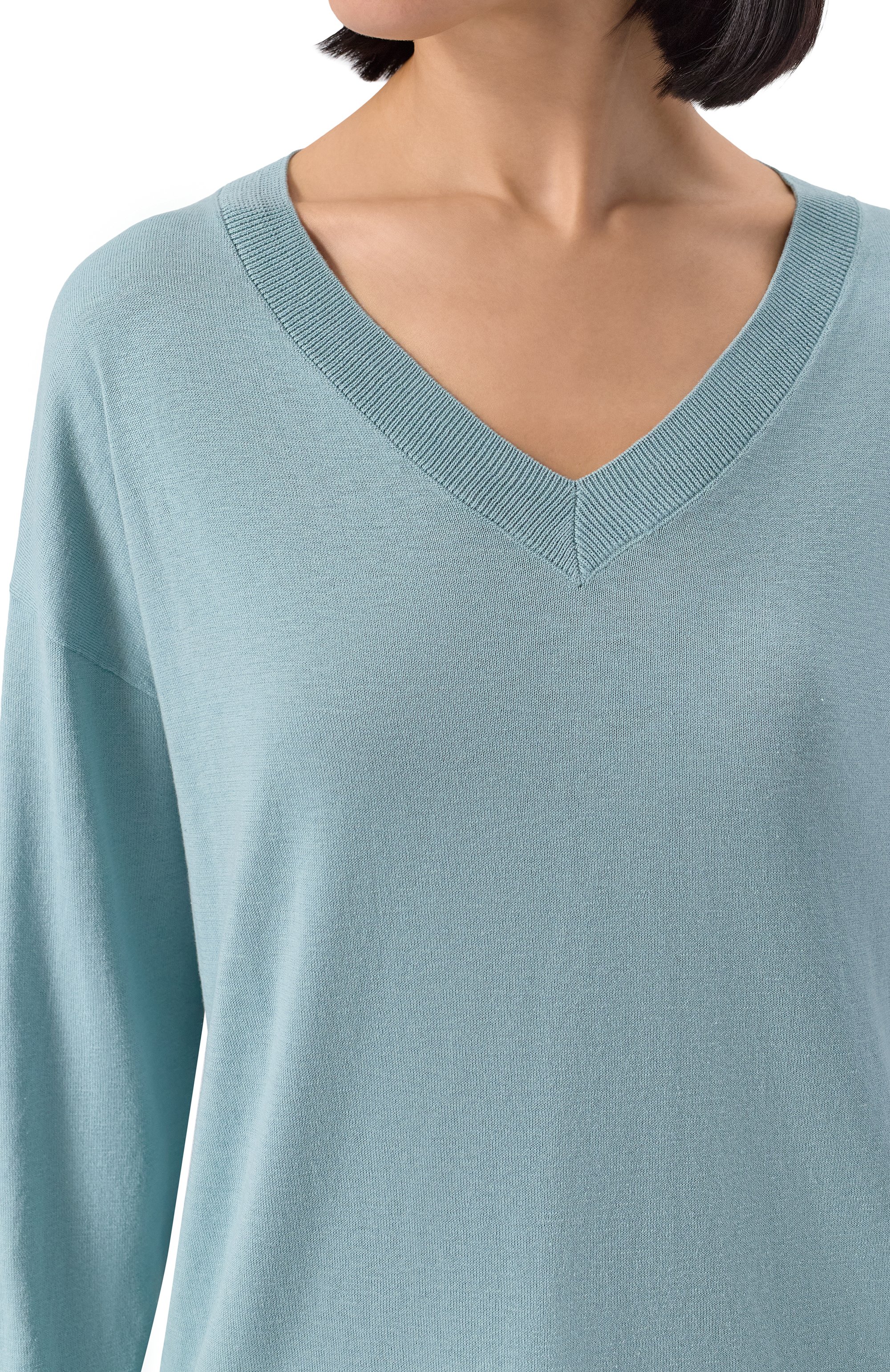 Пуловер из шелка и хлопка WEEKEND MAX MARA бирюзового цвета по цене 27950 руб., арт. RANIA, фото 5 Пуловер из шелка и хлопка WEEKEND MAX MARA, арт. RANIA, фото 5