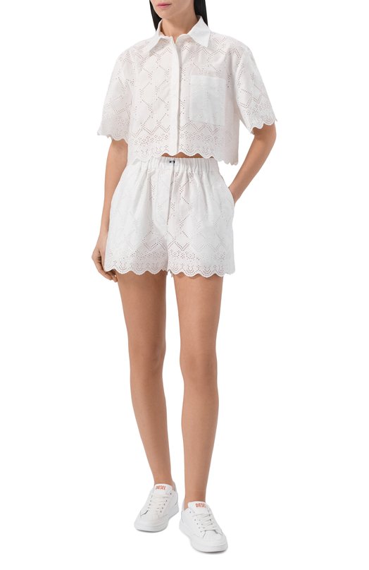 Хлопковые шорты MSGM 4041MDB09/267122 Белый  4041MDB09/267122 Фото 2