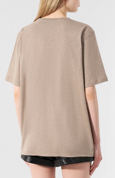 Хлопковая футболка SAINT LAURENT светло-бежевого цвета по цене 44950 руб., арт. 577062/YBJG2, фото 4 Хлопковая футболка SAINT LAURENT, арт. 577062/YBJG2, фото 4
