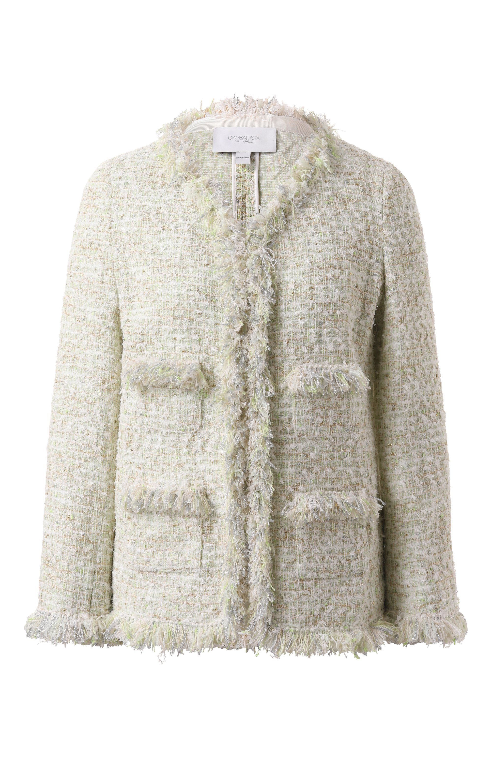 Твидовый жакет GIAMBATTISTA VALLI светло-зеленого цвета по цене 527500 руб., арт. 25SSPVCA6225-14UBE, фото 1 Твидовый жакет GIAMBATTISTA VALLI, арт. 25SSPVCA6225-14UBE, фото 1