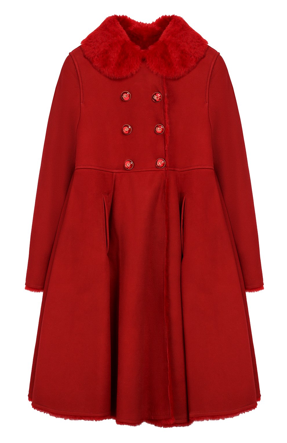 Дубленка из овчины DOLCE & GABBANA красного цвета по цене 223000 руб., арт. L53C44/FUP2K/8-14, фото 1 Дубленка из овчины DOLCE & GABBANA, арт. L53C44/FUP2K/8-14, фото 1
