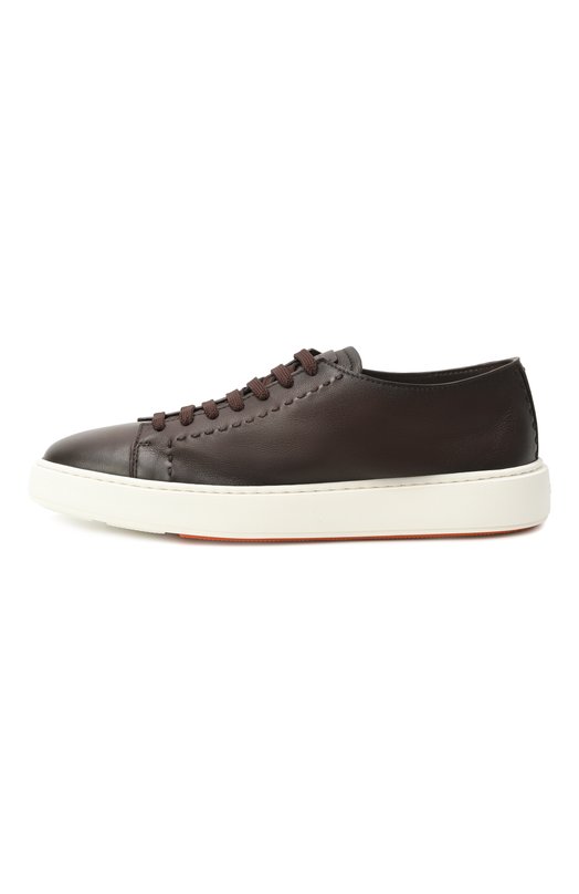 Кожаные кеды Cleanic Santoni MBCG22065BARTAFB Коричневый  MBCG22065BARTAFB Фото 4