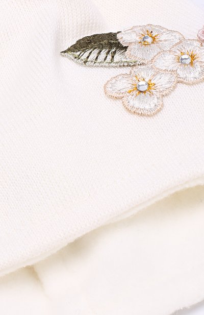 Вязаная шапка с вышивкой и меховым помпоном MONNALISA, арт. 390006F6, фото 3