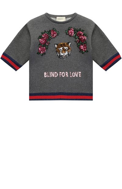 Свитшот с пайетками и контрастными манжетами GUCCI, арт. 455152/X5H98, фото 1