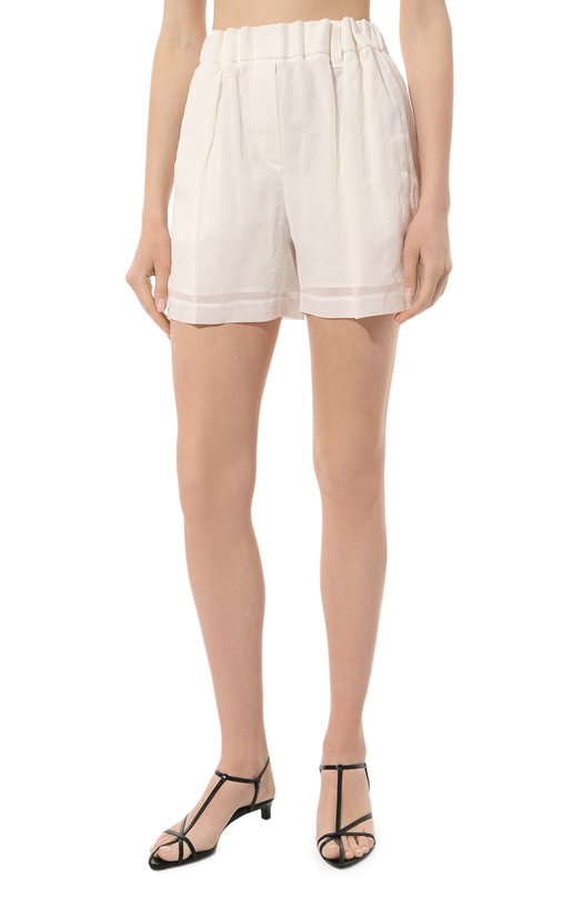 Хлопковые шорты Brunello Cucinelli MH911B1316 Белый  MH911B1316 Фото 3