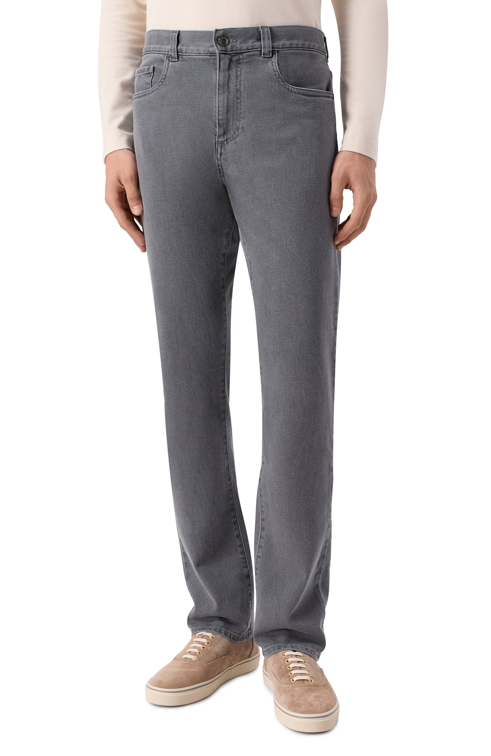 Джинсы regular fit CANALI серого цвета по цене 68200 руб., арт. 91719/PX01028, фото 3 Джинсы regular fit CANALI, арт. 91719/PX01028, фото 3