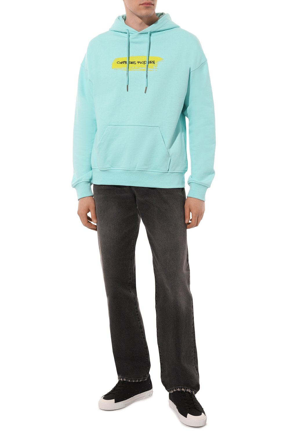 Хлопковое худи COMME DES FUCKDOWN бирюзового цвета по цене 21850 руб., арт. CDFU2190, фото 2 Хлопковое худи COMME DES FUCKDOWN, арт. CDFU2190, фото 2