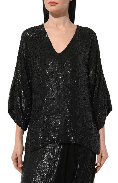 Блузка с отделкой пайетками P.A.R.O.S.H. черного цвета по цене 55300 руб., арт. D300792/013, фото 3 Блузка с отделкой пайетками P.A.R.O.S.H., арт. D300792/013, фото 3