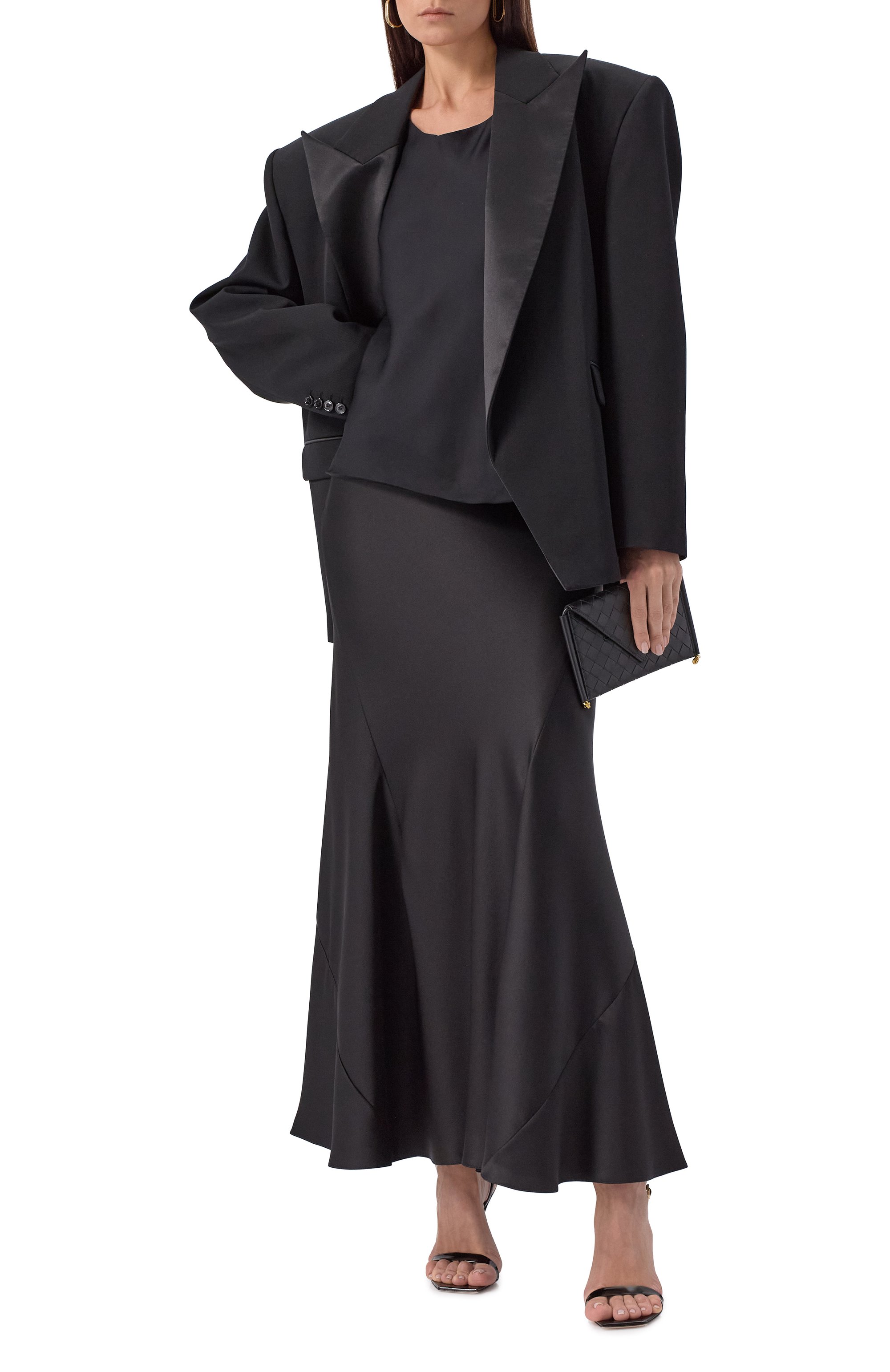 Атласная юбка GIORGIO ARMANI черного цвета по цене 415500 руб., арт. GW001547/TE10101, фото 2 Атласная юбка GIORGIO ARMANI, арт. GW001547/TE10101, фото 2