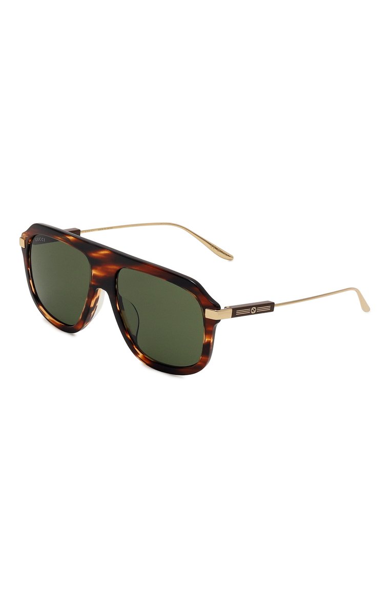 Женские солнцезащитные очки GUCCI коричневого цвета, арт. GG1309S 007 | Фото 1 (Нос: Не проставлено; Региональные ограничения белый список (Axapta Mercury): Не проставлено; Материал: Пластик, Металл; Тип очков: С/з; Кросс-КТ: С/з-унисекс; Очки форма: Авиаторы; Оптика Гендер: оптика-унисекс)