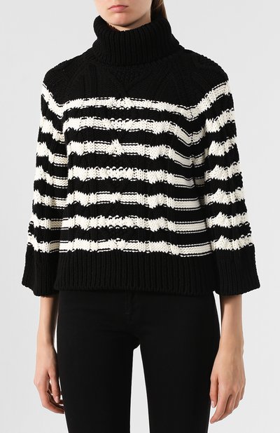 Хлопковый пуловер REDVALENTINO черно-белого цвета по цене 49950 руб., арт. SR3KCB31/4E6, фото 3 Хлопковый пуловер REDVALENTINO, арт. SR3KCB31/4E6, фото 3
