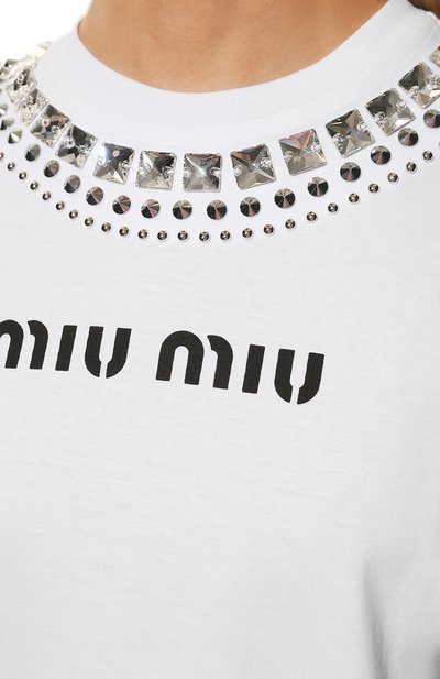 Хлопковый лонгслив MIU MIU, арт. MJL799-1Z3K-F0009, фото 5