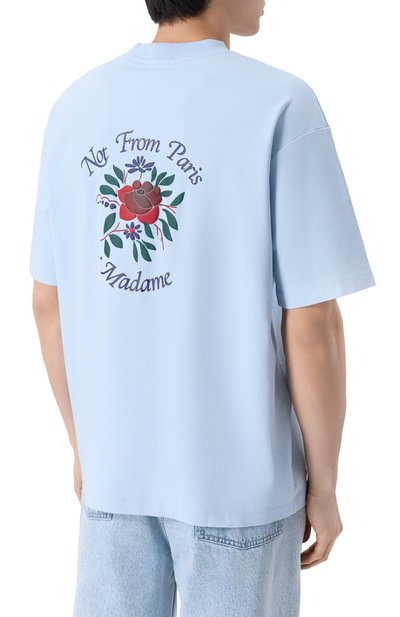 Хлопковая футболка DROLE DE MONSIEUR голубого цвета по цене 16350 руб., арт. J-TS210-C0002-LBE, фото 4 Хлопковая футболка DROLE DE MONSIEUR, арт. J-TS210-C0002-LBE, фото 4