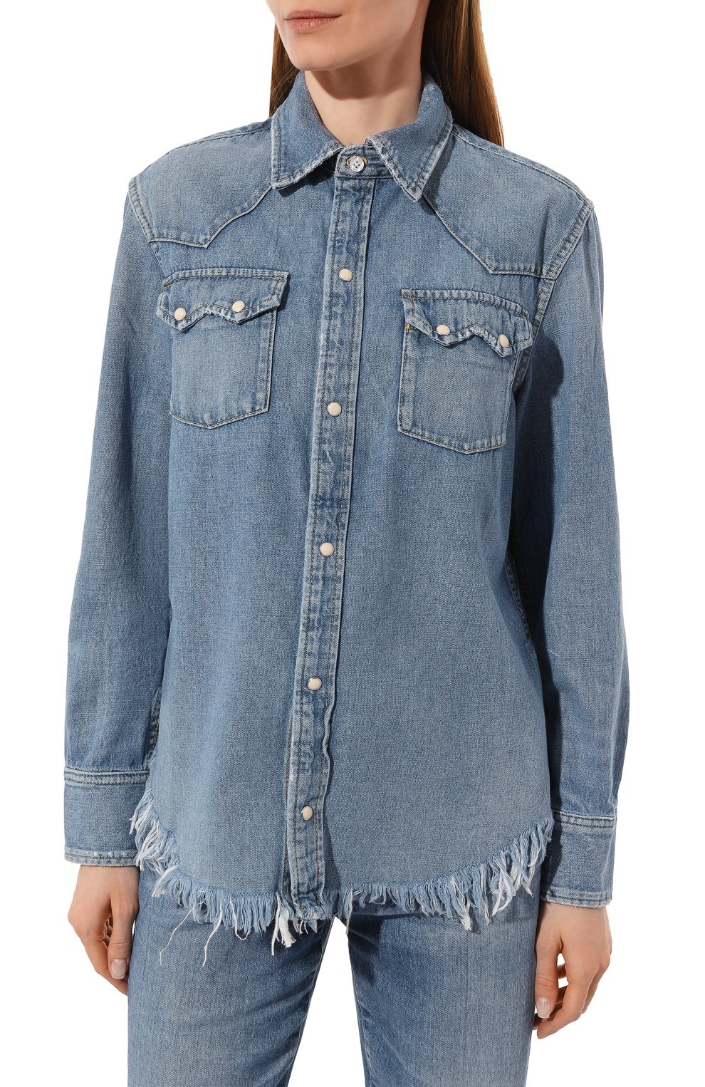 Джинсовая рубашка RE/DONE голубого цвета по цене 42850 руб., арт. 158-1WCWS, фото 3 Джинсовая рубашка RE/DONE, арт. 158-1WCWS, фото 3