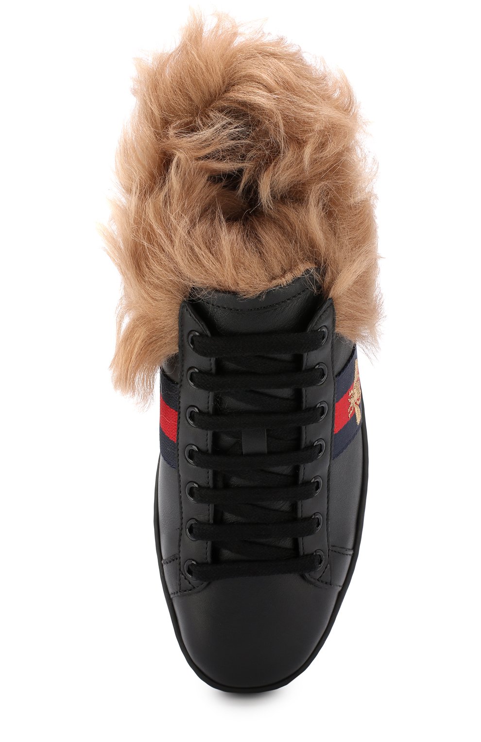 Кожаные кеды ace с отделкой из меха GUCCI, арт. 498199/0FI50, фото 5