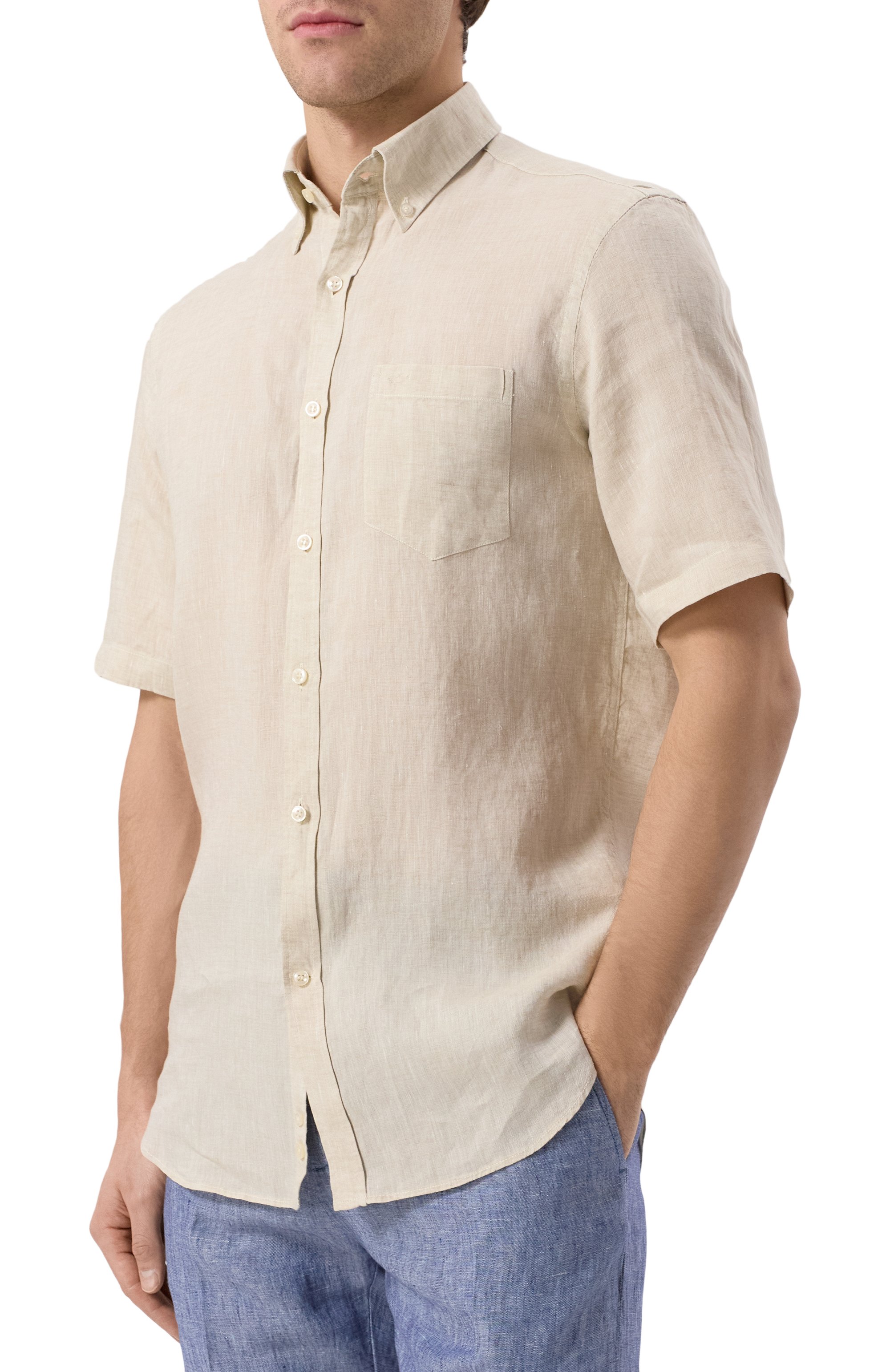 Льняная рубашка PAUL&SHARK бежевого цвета по цене 46800 руб., арт. 25413007, фото 3 Льняная рубашка PAUL&SHARK, арт. 25413007, фото 3