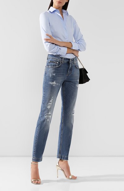 Джинсы с потертостями DOLCE & GABBANA синего цвета по цене 74800 руб., арт. FTAIAD/G8BF1, фото 2 Джинсы с потертостями DOLCE & GABBANA, арт. FTAIAD/G8BF1, фото 2