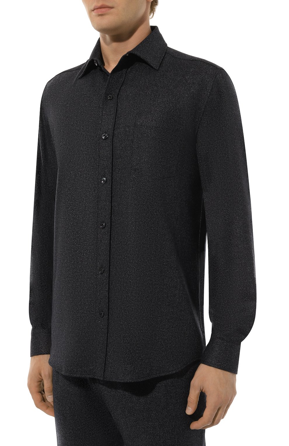 Рубашка из шерсти и вискозы AGNONA темно-синего цвета по цене 87900 руб., арт. TD08U3E/UW014E, фото 3 Рубашка из шерсти и вискозы AGNONA, арт. TD08U3E/UW014E, фото 3