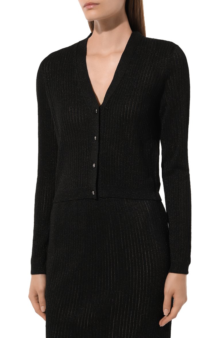 Женский кардиган из вискозы GUCCI черного цвета, арт. 775744/XKDP8 | Фото 3 (Рукава: Длинные; Стили: Кэжуэл; Материал внешний: Вискоза; Длина (для топов): Стандартные; Женское Кросс-КТ: кардиган-трикотаж; Автоматизация ТО: Проставлено; Автоматизация состава: Проставлено)