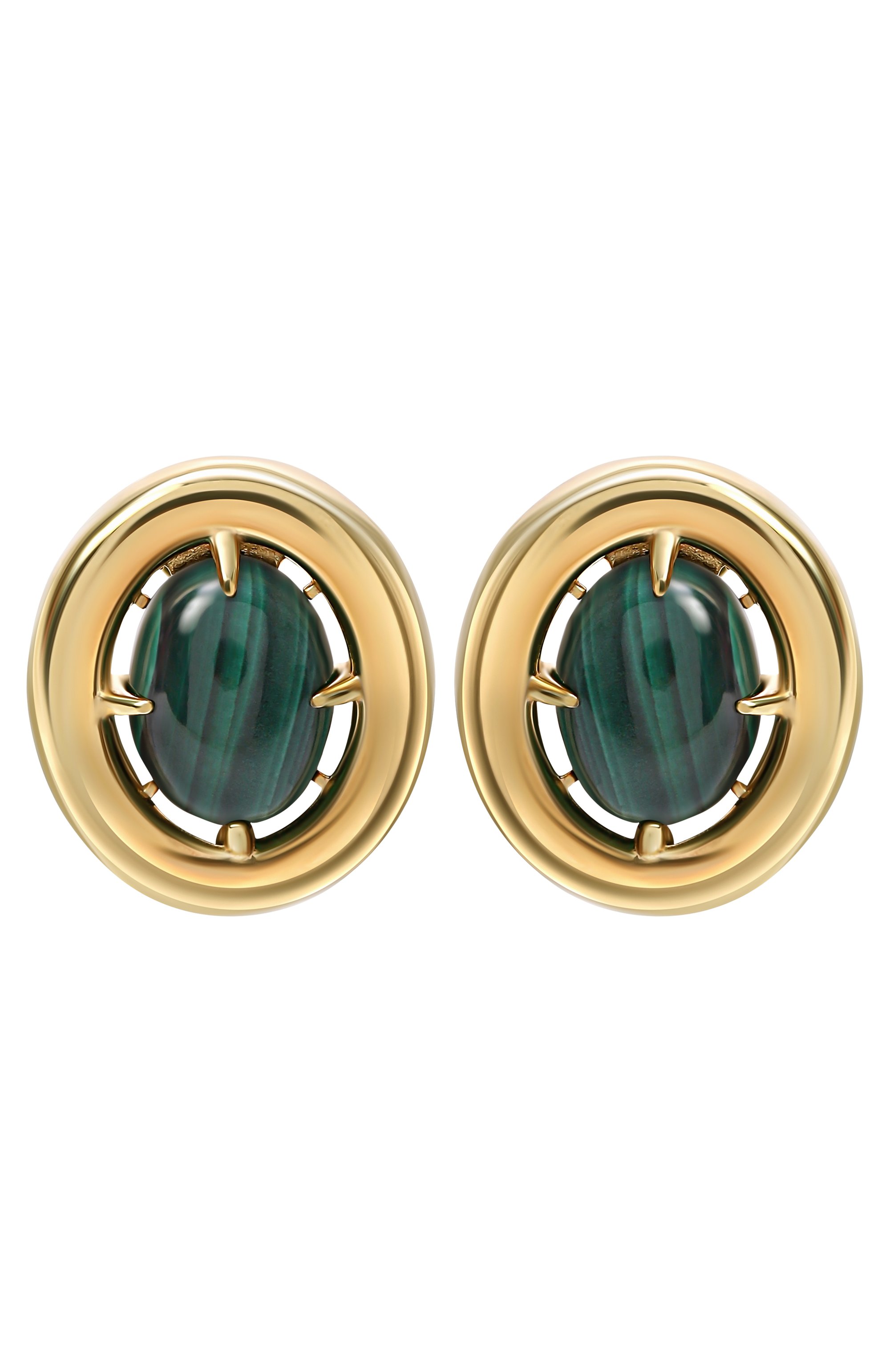 Серьги-пусеты ai с малахитами MOONKA, арт. AI-925YG-ST00-MLH, фото 1