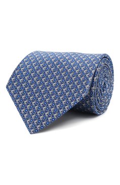 Мужской комплект из шелковых галстука и платка LANVIN синего цвета, арт. 4162/TIE SET | Фото 1 (Материал: Текстиль, Шелк; Нос: Не проставлено; Материал сплава: Проставлено)