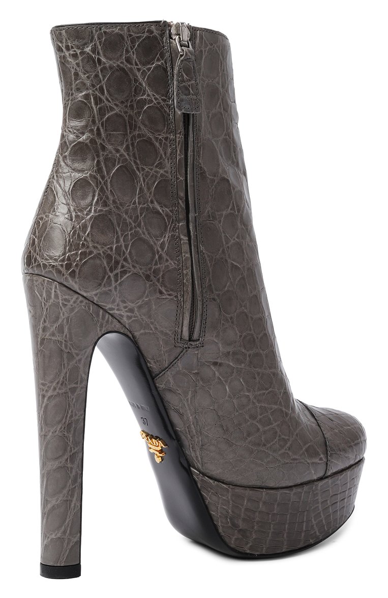 Кожаные ботильоны из каймана PRADA, арт. 1TP217-LU9-F0112-140, фото 3