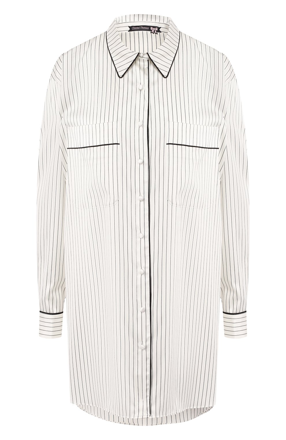 Шелковая сорочка CHANTAL THOMASS черно-белого цвета по цене 28210 руб., арт. TG62_бел, фото 1 Шелковая сорочка CHANTAL THOMASS, арт. TG62_бел, фото 1