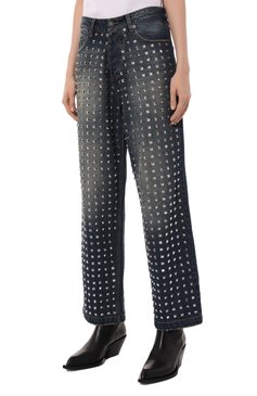 Женские джинсы THE KOOPLES синего цвета, арт. FJEA29018J | Фото 3 (Длина (брюки, джинсы): Стандартные; Материал сплава: Проставлено; Драгоценные камни: Проставлено; Силуэт Ж (брюки и джинсы): Прямые; Материал внешний: Деним, Хлопок; Кросс-КТ: Деним; Стили: Гранж; Детали: Декор)